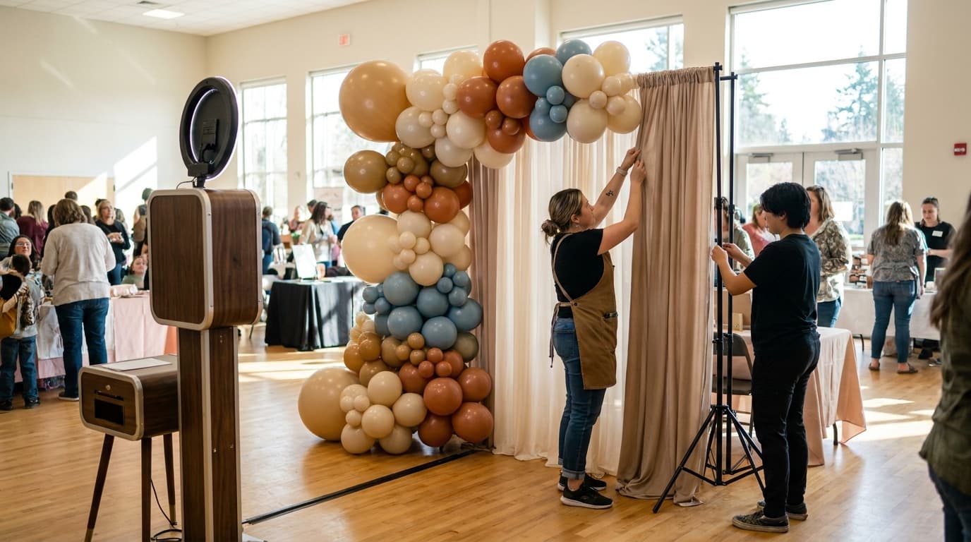 Balloon Backdrop Setup for Photo Booth South King County
